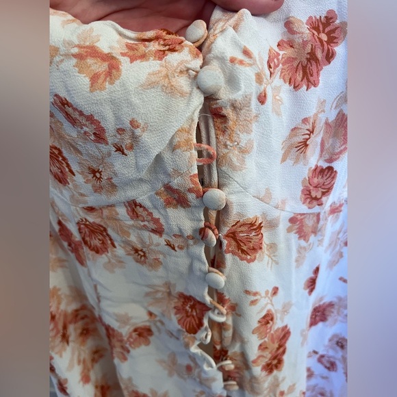 Reformation Floral Button Maxi Dress White/Pink Size 8 - Picture 2 of 5